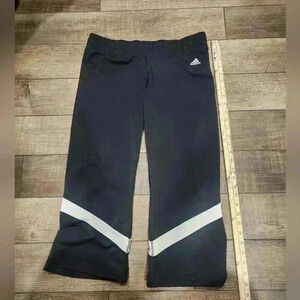 Adidas Compression Pants Capri Womens Size Large Black Stretch Crop Active